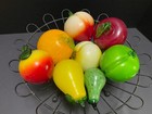 8 Pc Glass Fruit Vintage Murano Style Hand Blown Glass  Lot Life Size