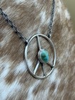 Native American Navajo Handmade Sterling Silver Turquoise Peace Hippie Necklace