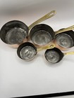 Vintage Set Of 5 Nesting Copper Tin Lined Sauce Cup Pots W brass Handles