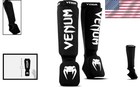 Black Cotton Muay Thai Shin Guards - Hook   Loop Closure 