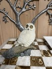 Snowy Owl On Stump Small - Realistic Life Like Figurine Statue Home   Garden New