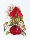 1930s-1940s Mechanical Valentine Card 3d Honeycomb Wishing Well Die Cut Pop Up 