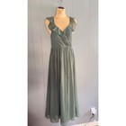 Azazie Dress Formal Gown Sage Green Chiffon Bridesmaid Size C Small Medium