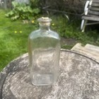 Vintage Old Rectangular Collectible Clear Glass Bottle  g1 