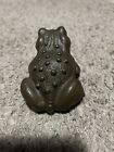 Antique Quality 4    Cast Bronze Realistic Figure Of Frog Or Toad Signed Pary M  