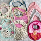 Newborn Baby Girl Bibs   Washcloths Bundle     Preloved Lot Of 20 