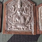 Indian Copper Religious Carvings Plaques With Hindu Deity Figures  Brown Silver