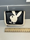 Vintage Playboy Tri-fold Wallet Zipper Outside Pouch Pink Inside Black white