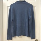 Talbots Sz M Merino Wool Knit Blazer Jacket Cardigan Blue Heather Career Classic