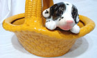 Rare Vintage Large Pottery Basket With Dalmation Dog Planter 16  Unique Beauty