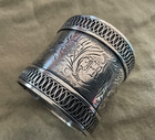 Early Aesthetic Bright Cut Antique Sterling Silver Napkin Ring Lois