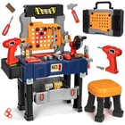 Kids Tool Bench Set With Electric Drill And Chair construction Workbench Toys 