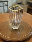 Vintage Mikasa Slovenia Lead Crystal Vase Gold Rim  8 5 Tall Excellent Cond