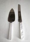 Vtg Hallmark Wedding Faux Mother Of Pearl Stainless Steel Cake Knife   Server