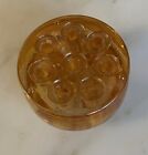 Vintage Marigold Carnival Glass 8 Hole Flower Frog 2 1 2  Wide Collectible