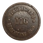 1863 Civil War Token Staudinger s Broadway  Ny New York Historic Piece 