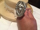 Hatpin With Victorian Lady With Bow On Embossed Silver Finish - 10 In  Art D  co