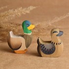 Wooden Toy Farm Animal Set Toys Figurines Ducks Handmade Montessori Materials