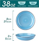 Pasta Bowl Set Of 6  38 Oz Shallow Bowl  Ceramic Pasta Plate And Salad Bowl