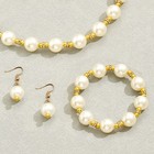 Imitation Pearl Necklace Earrings Bracelet Set Rhinestone Women Wedding Jewelry