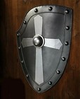 Medieval Gothic Knight Steel Cross Shield 18 Gauge Hand Forged Battle Armor