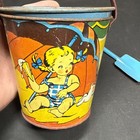 Vintage 1930   s Tin Toy Sand Pale  Sand Sifter   Toy Shovel-colorful 