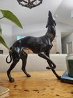 Rare Mid Century Bronze Italian Whippet   Greyhound Statue 15 5 Inch Tall Beauty
