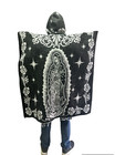 Mexican Poncho With Hood   Virgen De Guadalupe   Blanket   One Size   Black