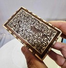 Vtg Wooden Marquetry Hinged Trinket Box Small- A15- Read   see