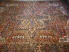 Antique Heriz Area Rug 8 x11  Hand Knotted Vegetable Dye Multi-colored Medallion