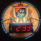 Vintage Beer Sign Clock Heileman s Old Style 17  Lighted Bar Advertising Beer Ad