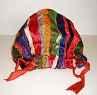 Antique 1900 Edwardian Handmade Silk Drawstring Sewing Bag Colorful Functional