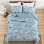  Botanical Quilt Set Size 3 Pieces Toile Floral Plants Printed Queen Aqua