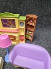 Vintage Fisher Price Dollhouse Furniture Lot Kitchen Bedroom Living Room Set Toy