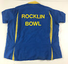 Vtg King Louie Bowling Shirt Womens Sz 42 Blue Yellow Rocklin Bowl Usa Made