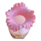 Antique Hand Painted Bristol Blown Glass Victorian Pink White Ruffled Top 10  