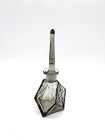 Cut Glass Smoky Grey Vintage Perfume Bottle Marked Made In Czechoslovakia Mint  