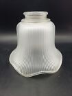Vintage Frosted Holophane Style Ruffle Rib Industrial Pendant Lamp Shade 2 1 4   