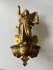 Antique Gilded Metal Angel Holy Water Font 