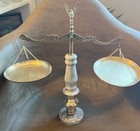 Vintage White Marble And Brass Scale Balance Eagle Decorative