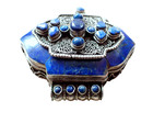 Himalaya Silver Lapis Ghau Gau Amulet Box Pendant Prayers Vintage Tibet Nepal