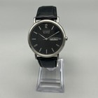 Citizen Mens Watch 36mm Black Dial Black Leather Eco-drive Day Date E101 Solar