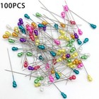 100pcs Colorful Pearl Head Straight Pins Sewing Pins For Fabric  For Dressmaking
