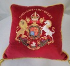 The Royal Collection God Save The Queen Buckingham Palace Red Velvet  Pillow 16 