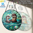 7 8  Sea Otter Couple Suncatcher Stained Glass  Otter Gifts For Suncatcher  G   