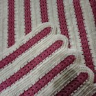 Crochet Handmade Afghan Throw Blanket Wool Blend White   Pink 74 x 41  Vtg 1980s