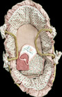 Custom Lined Ruffled Baby Moses Basket 32   x20   x11   in W blanket  Bib  Burp Cloth