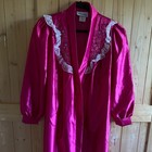 Nwt Vintage Anne Leslie Pink Robe Lace Embroidery Floral Size Medium Made In Usa