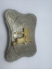 Vintage 3d Style Golden Saddle On Silver Tone  Cowboy Belt Buckle Western Style