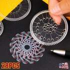 27p Spirograph Paper Box Set Draw Spiral Designs Interlocking Toys Gears Wheels 